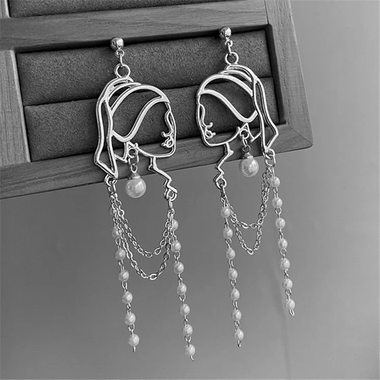 Abstract Lines Portrait Earrings