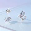 925 Sterling Silver Tulip Blue Zircon Stud Earrings