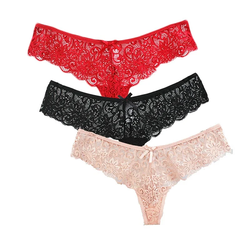 Women Panties 3Pcs/Set Sexy Lace Underwear Set Comfort Female Briefs Fashion Ladies Floral Panty Low Rise Underpants Lingerie