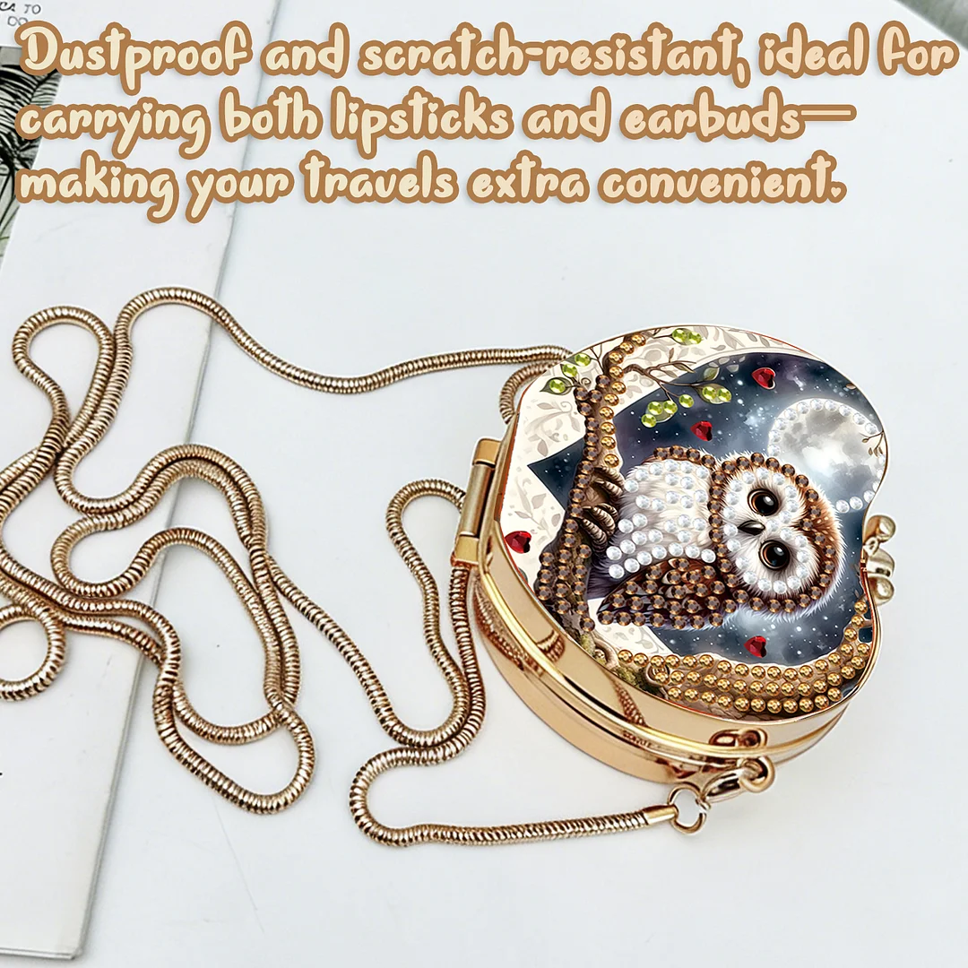Owl DIY Acrylic Love Diamond Art Painting Card Case Wallet with Chain Small Diamond Painting Crossbody Bag for Adults Women Girls Gift