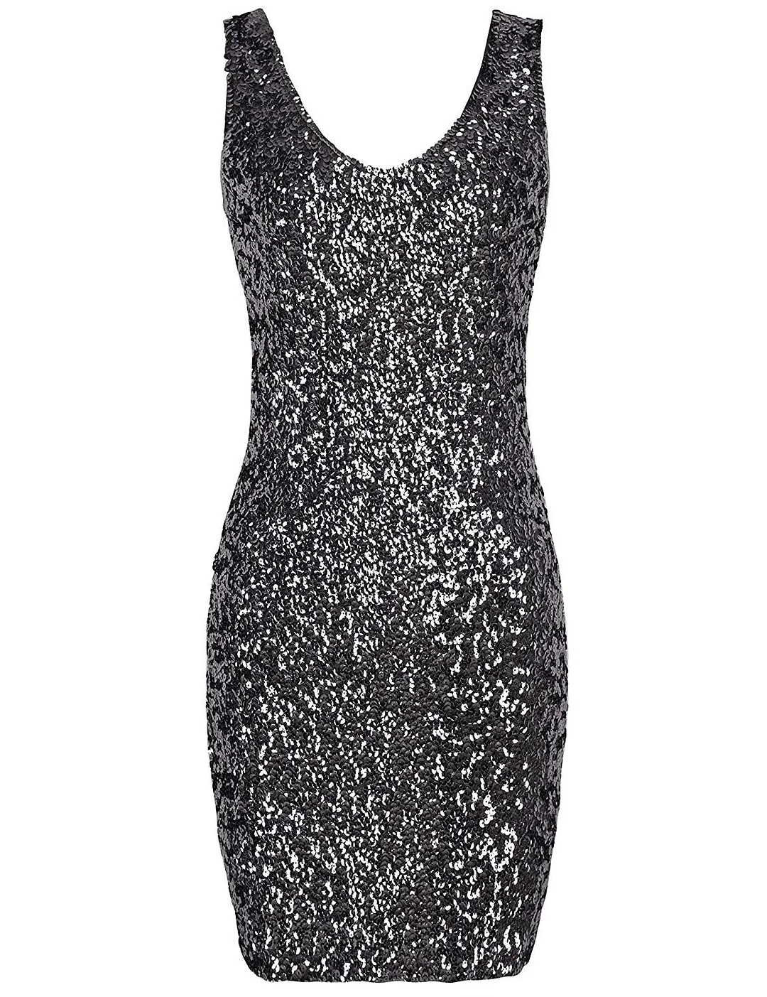 Women's Sparkly nightout dress Sexy Deep V Neck Sequin Glitter Bodycon Stretchy Mini Party Dress