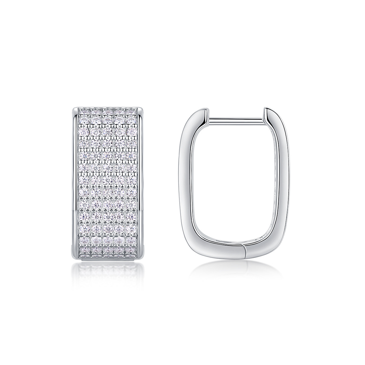 Moissanite Tennis U Hoop Earrings White Gold