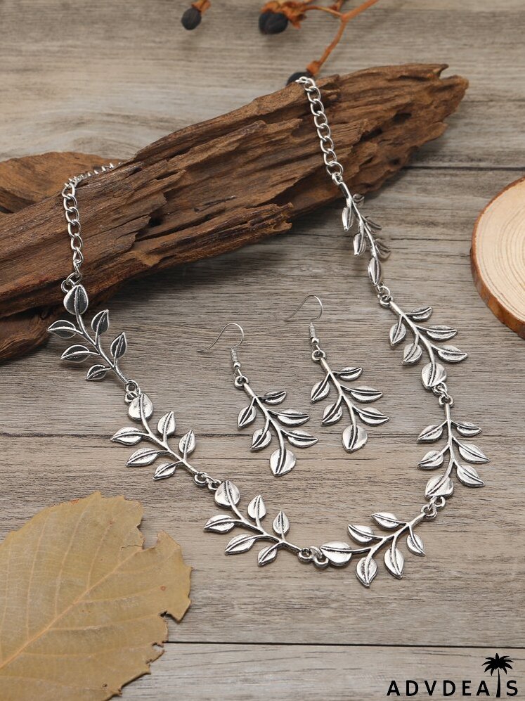 3pcs Leaf Decor Jewelry Set