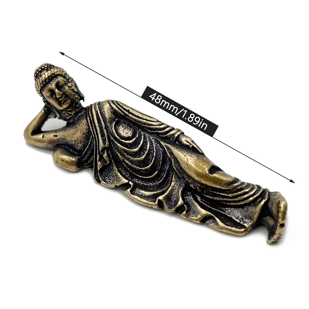 Solid Pure Brass Buddha Small Ornament Figurines Antique Copper Guanyin Sleeping Buddha Statue Desk Decorations Home Decor Craft