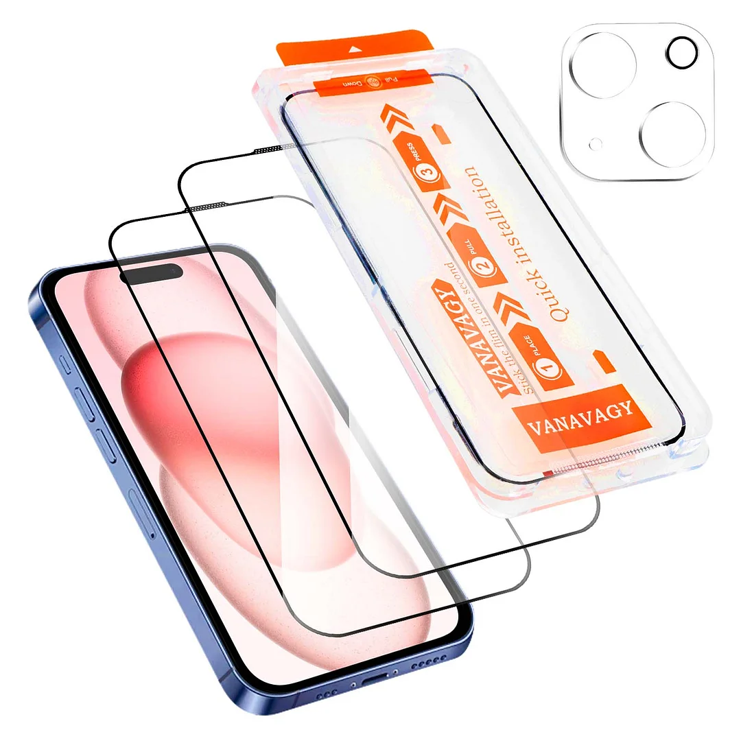 VANAVAGY Glass Screen Protector Compatible for iPhone 15 6.1 inch[Scratch Resistant]