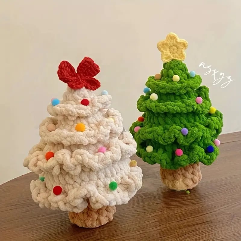 1pc creative christmas tree holiday decorations holiday gifts home decoration pure hand knitted christmas tree details 3