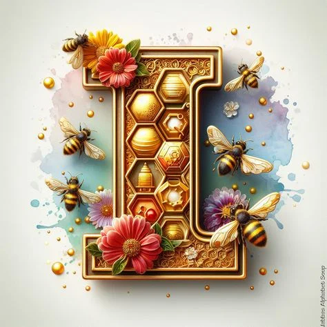 Diamond Painting - Full Round Drill - Bee Alphabet(Canvas|30*30cm)