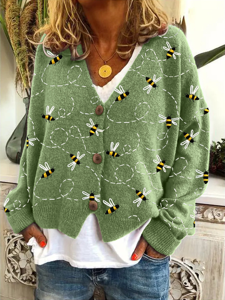 Flying Bees Embroidery Pattern Cozy Cardigan wearshes