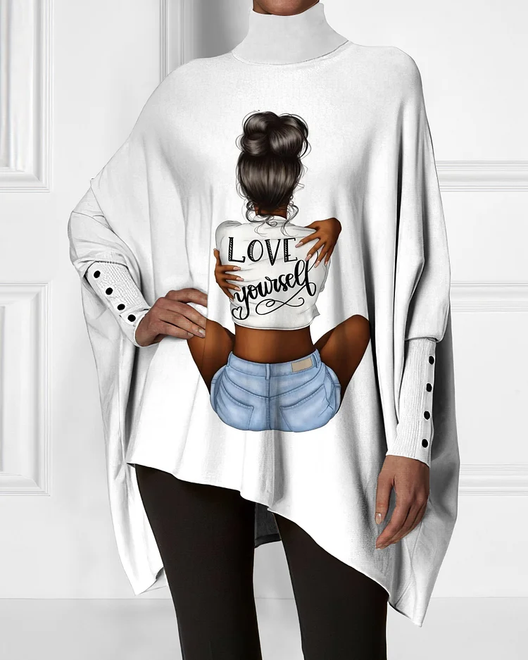 Love Yourself Irregular High Neck Top
