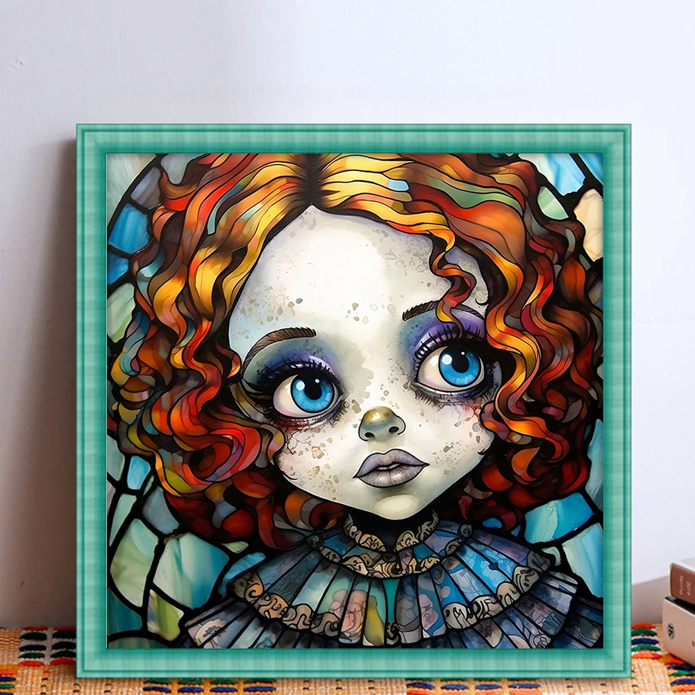 11CT Full Stamped&nbsp;Cross Stitch - Big Eyes Doll(Canvas|40*40CM)