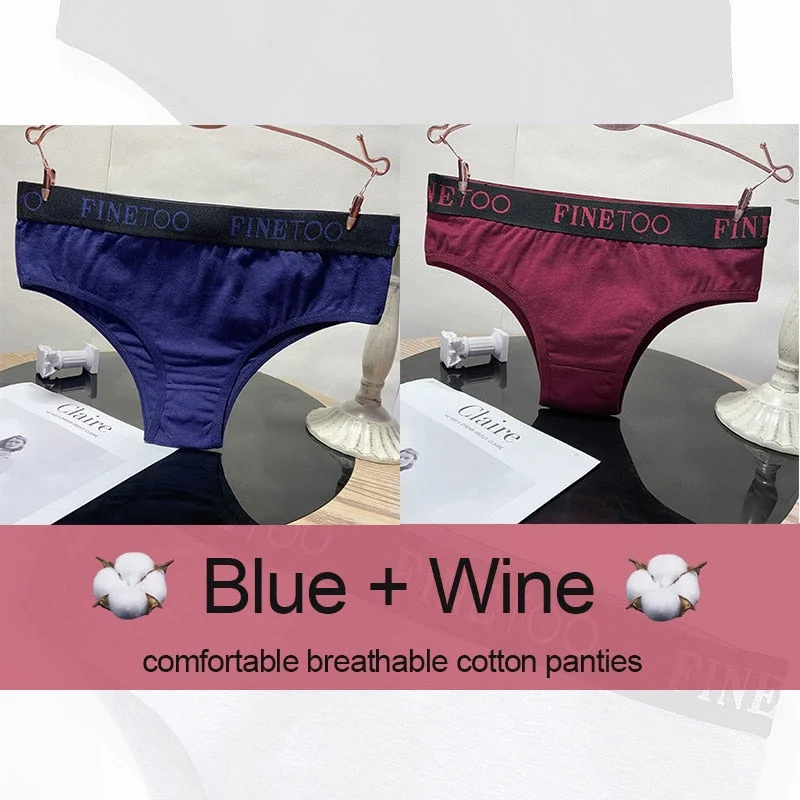M-XXL Women's Panties Cotton Underwear Sexy Lingerie Panties Female Underpants Briefs Intimates Finetoo Cotton Pantys 2PCS/Set