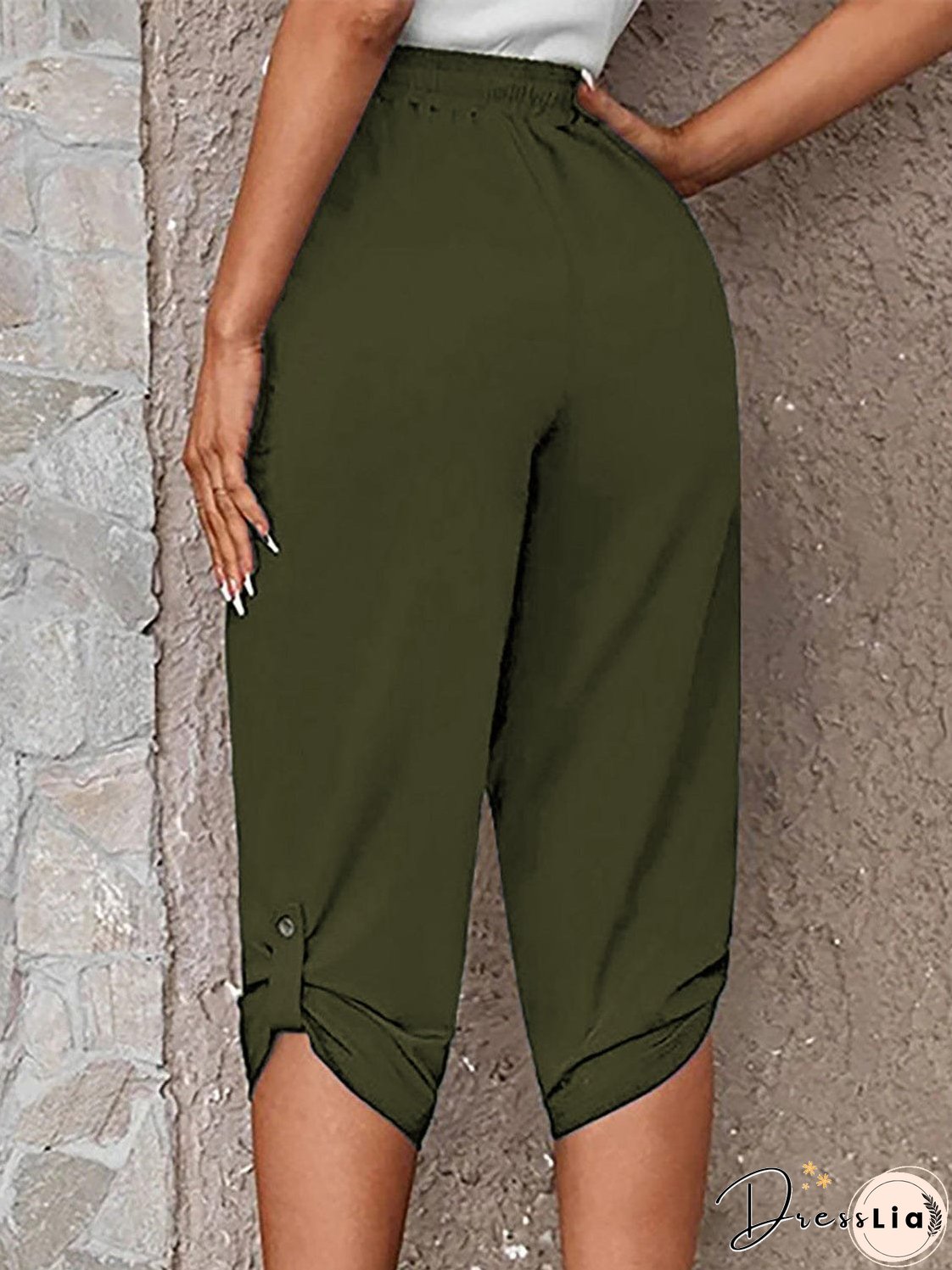 Full Size Roll-Tab Capris Pants