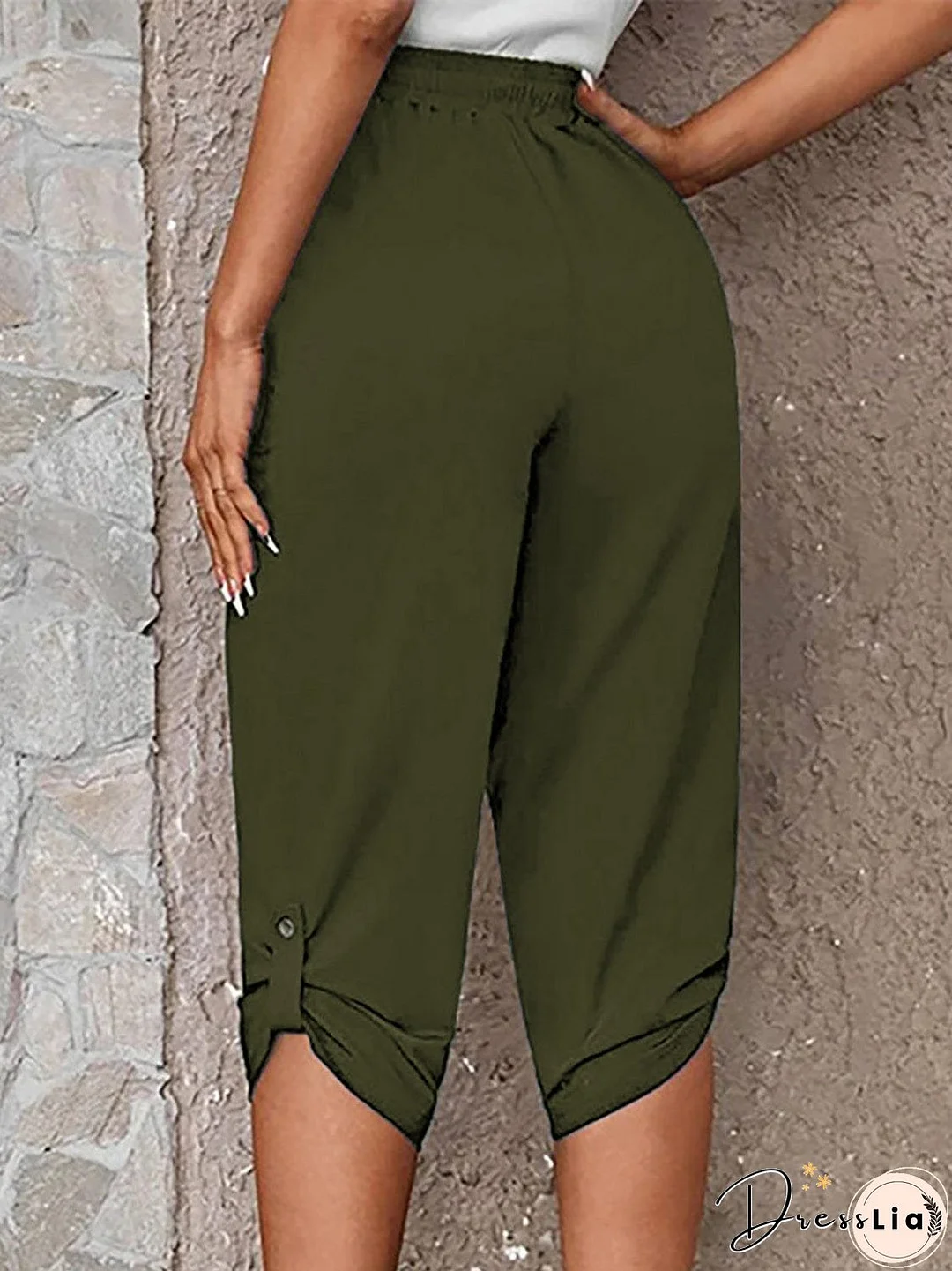 Full Size Roll-Tab Capris Pants