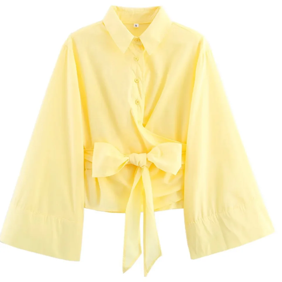 Nigikala Nigikala Women's Clothing Explosion Fashion Casual Collar Gold Buckle Dress Silk Shirt