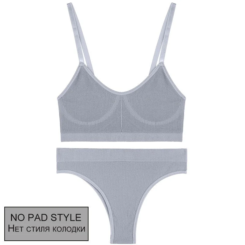 FINETOO Women Seamless Bra Set Bra Top + Pantys Brassiere Fitness Underwear Lingerie Women's Swimwear Push Up Sexy Tank Top Girl