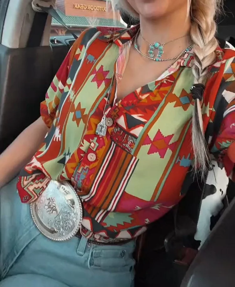 Western Vintage Short Sleeve Button Shirt