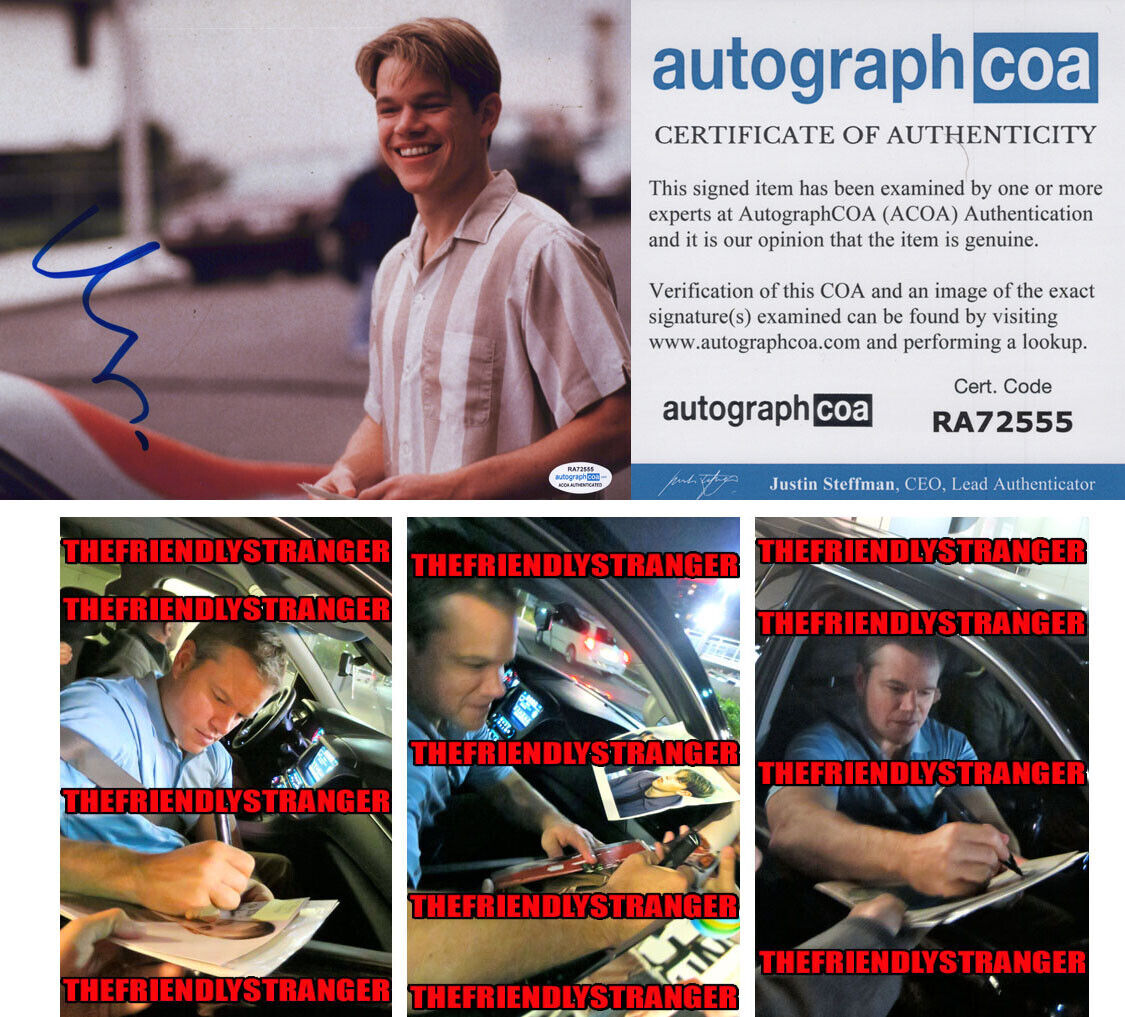 MATT DAMON signed Autographed GOOD WILL HUNTING 8X10 Photo Poster painting - PROOF - ACOA COA