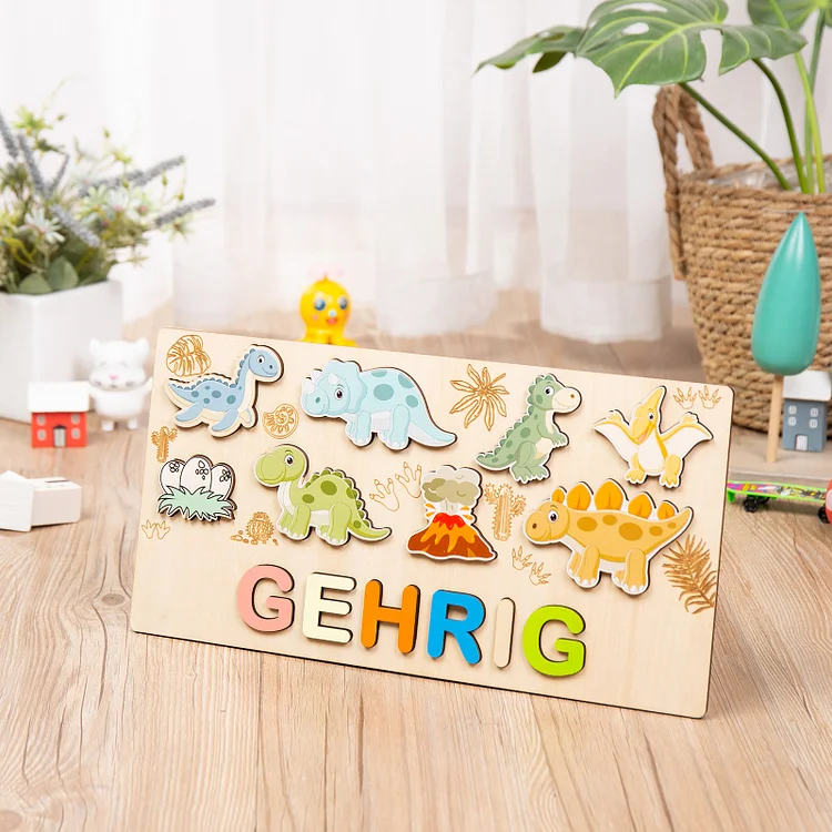 Rompecabezas/Puzzles para bebés dinosaurios personalizado con nombre juguetes de aprendizaje temprano