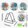 4PCS Wooden Diamond Painted Placemats Tableware Mat with Holder(Tea Art Bouquet)