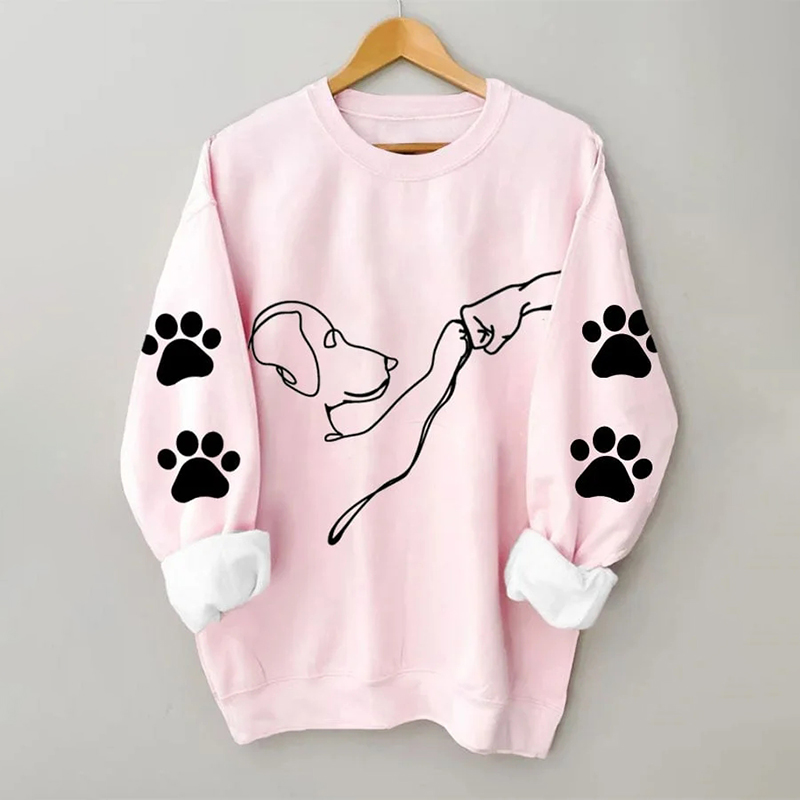 Dog High Five Casual Long-Sleeved Sweatshirt wearshes