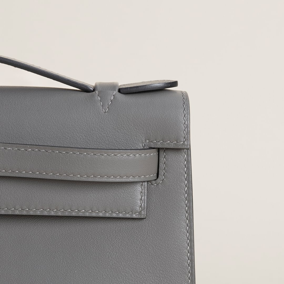 Kelly pochette Swift 0L Gris Mayer PHW