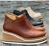 2024 Fashion Women Short Boots Round Toe High Top Platform Wedges Retro Booties Soft Leather Zipper Comfortable Ankle Boots for Woman(🎁Christmas Hot Sale🎁)