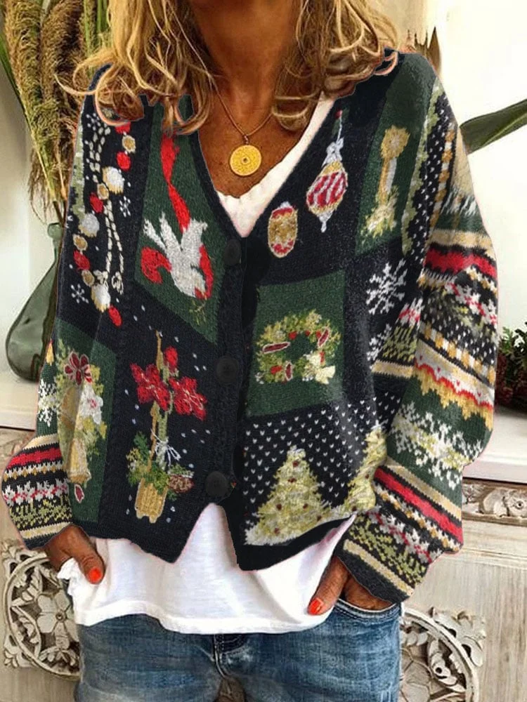 Women's Vintage Ugly Christmas Knit Cardigan