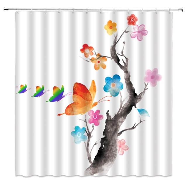 

Shower Curtain – Red Plum Blossom Bamboo-180*180cm, 501 Original