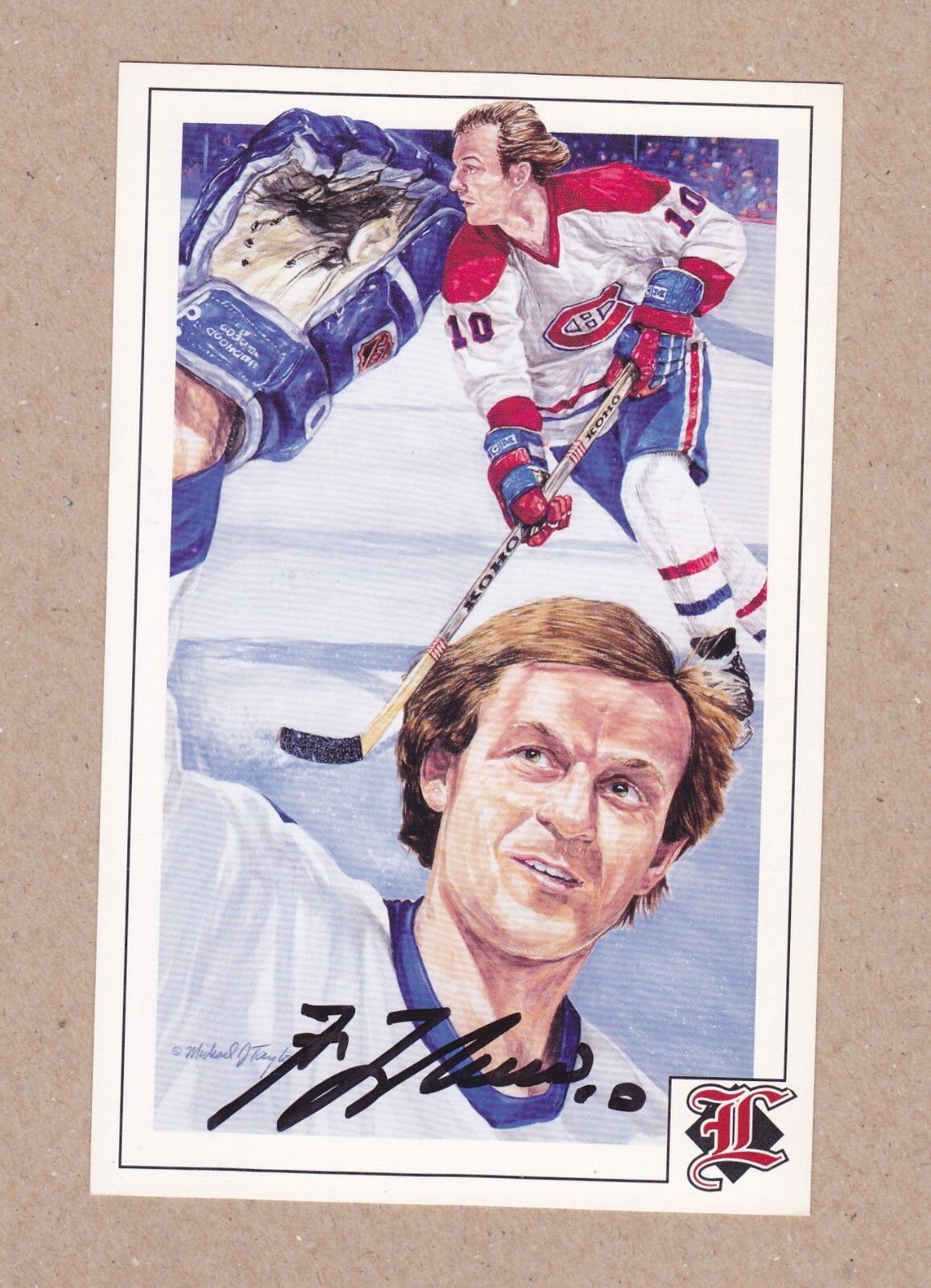 Guy Lafleur signed 3.5 x 5.5 color Legends postcard-Montreal Canadiens