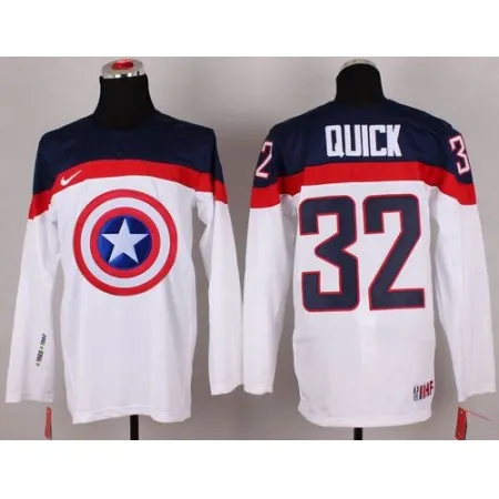 Olympic Team USA #32 Jonathan Quick White Captain America Fashion Stitched NHL Jersey
