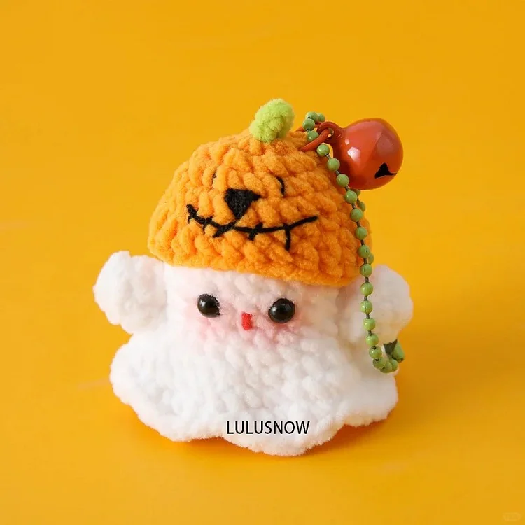 Lulusnow Handmade Orange Halloween Amigurumi Ghost Pumpkin Hat  Crochet Key Pendant Bag Accessories