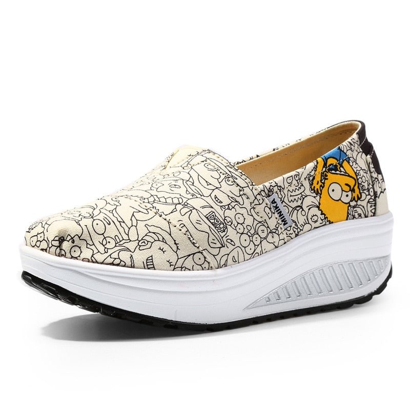 Comemore Autumn Spring Summer Ladies Canvas Espadrilles Women Ballet Flats Casual Loafers Wedge Platform Sneakers Slip on Shoes