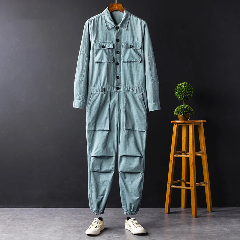 Casual Multicolor Belted Long Sleeve Buttoned Jumpsuit