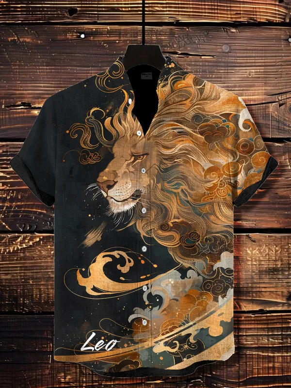 Men's Leo The Lion Fluid Art Print Casual Shirt