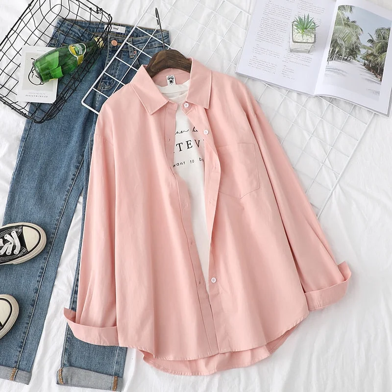 Solid Shirts Womens Blouses Lady White Tops Long Sleeve Female Clothes Outwear Office Wear Spring Autumn News