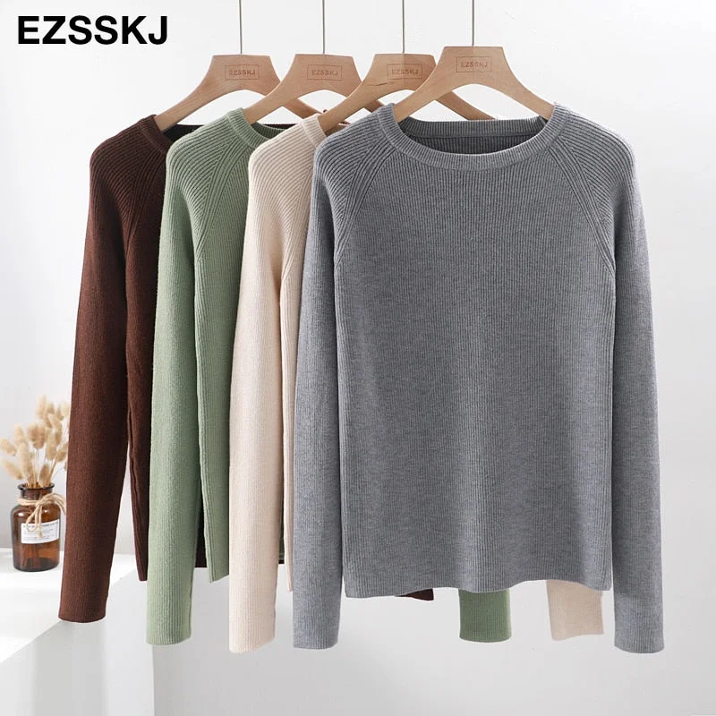 casual basic autumn winter thick Sweater Women long sleeve o-neck Soft Knit sweater Pullovers solid female  Jumper top