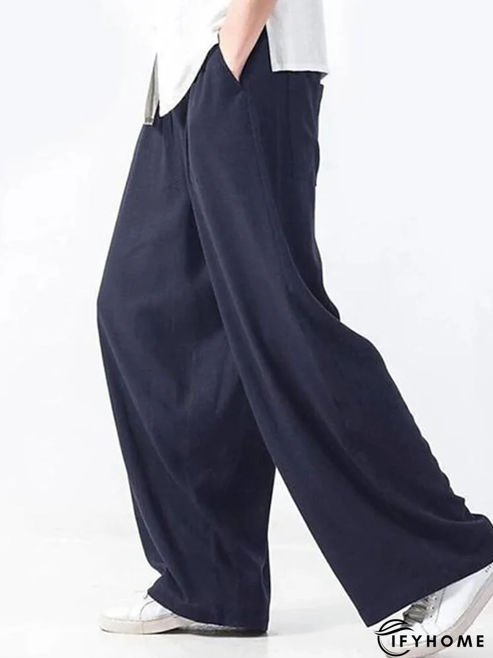 Men's Linen Pants Trousers Summer Pants Beach Pants Drawstring Elastic Waist Plain Breathable Soft Casual Daily Holiday Linen / Cotton Blend Fashion Streetwear Black Yellow Micro-elastic | IFYHOME