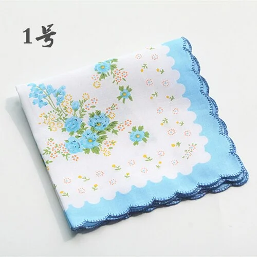 Handkerchiefs Women Soft Floral Printing Cotton Elegant Classic Pockets Square Handkerchief Womens National Style Simple Trendy