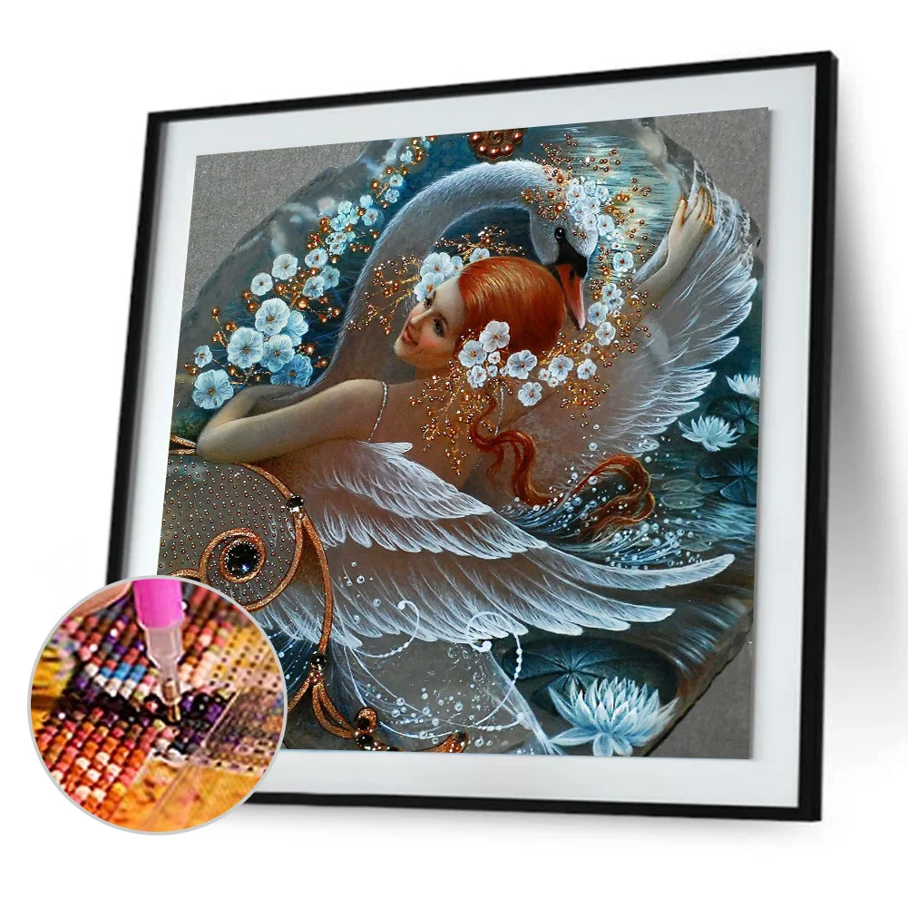 Diamond Painting - Full Round Drill - Girl Swan(30*30cm)
