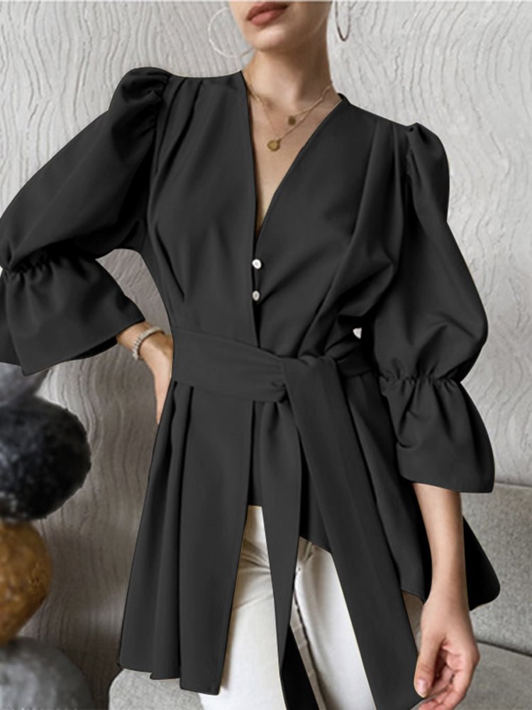 Fashion V-neck Women's Blouse SKUI73916 QueenFunky