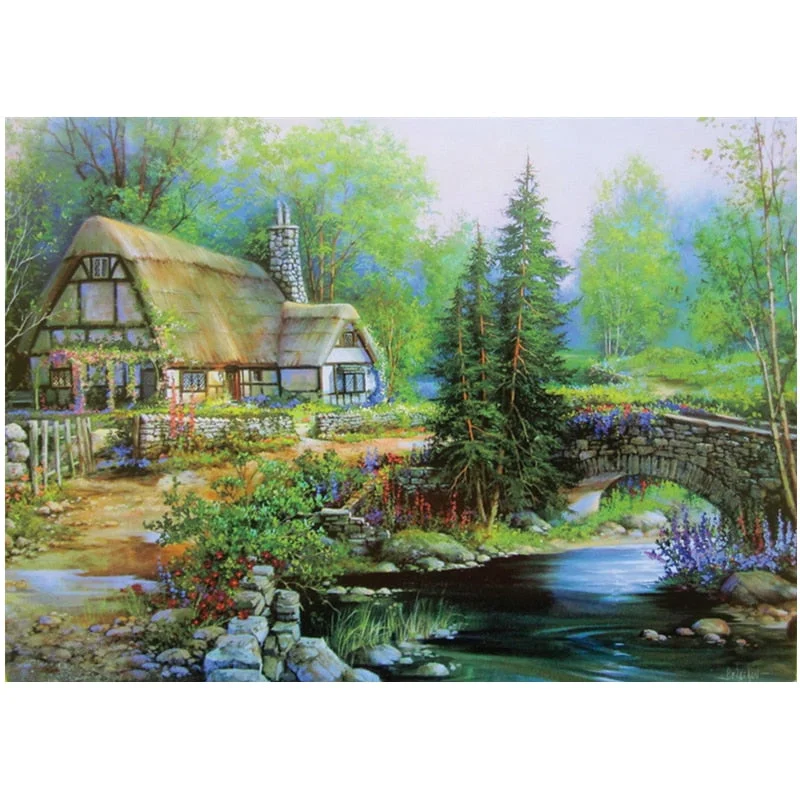 New Paper Puzzle 1000 Pieces Adult/Child Manual Assembly Educational Toys Adornment Picture-European Rural Landscape
