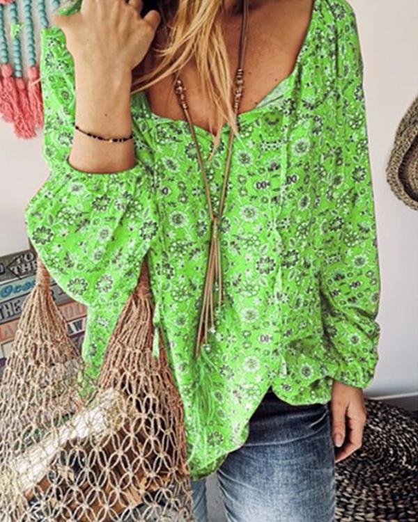 Plus Size Floral Ruffled Printed Blouse