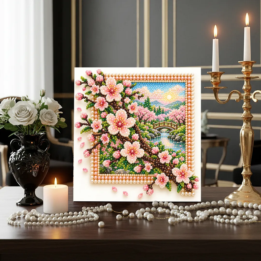 Framed Pearl Painting Kit Sakura Floral 11.81x11.81in