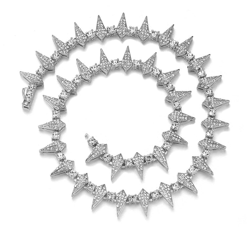 Hip Hop Necklace Jewelry Hiphop Zinc Alloy Rhinestone Cuban Link Chain Necklace Couple Trendy Brand