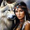 (40*40cm)Indian Beauty Wolf - Full Round Drill Diamond Painting