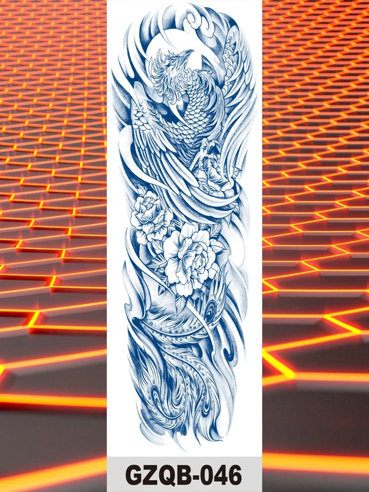 Temporary Flower Full Arm Waterproof Tattoo Stickers Banshee Warrior Crane Angel Lotus Juice Ink Men Women Girl Leg Fake Tatoo
