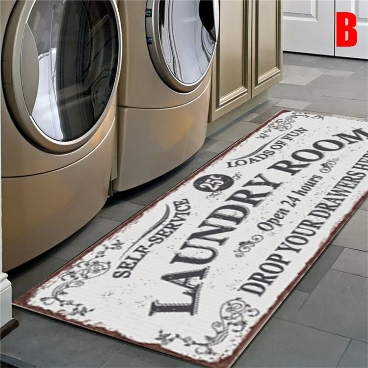 Non-Slip Floor Mat Laundry Room Mat Entrance Doormat Self-Service Laundry Bath Mat Carpet Laundry Room Decor Balcony Rug 112