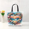 (US Only)11CT Print Heart-Shaped Beach Scenery Canvas Bag Embroidery Kit 40x40cm