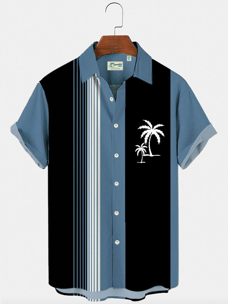 Men's Vintage Hawaiian Shirts Casual Holiday Beach Palm Tree Quick Dry Tops