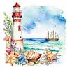 Seaside Lighthouse-11CT Stamped Cross Stitch 40*40cm/15.75*15.75in